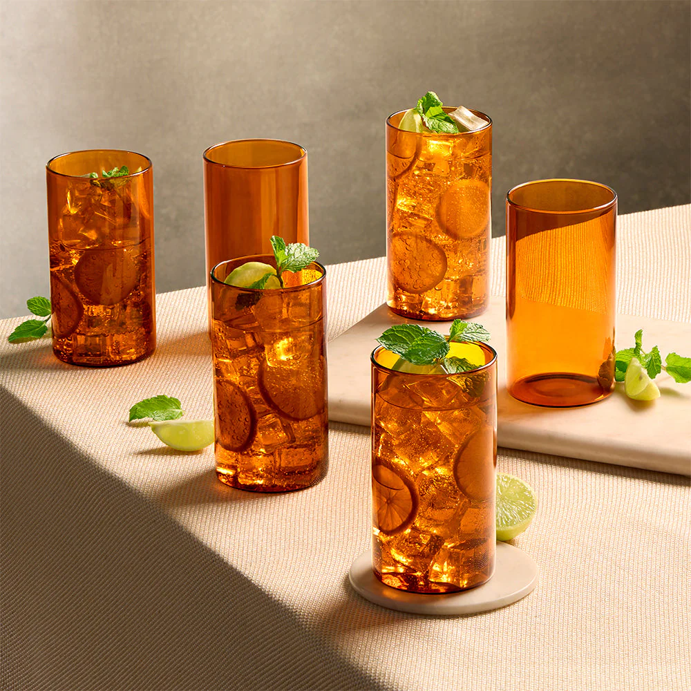 Borosil Vision Amber Glass, Set of 6, 295ml