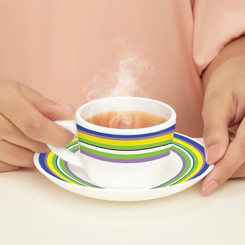 Larah by Borosil Vienna Cup n Saucers Set, 140ml x 12