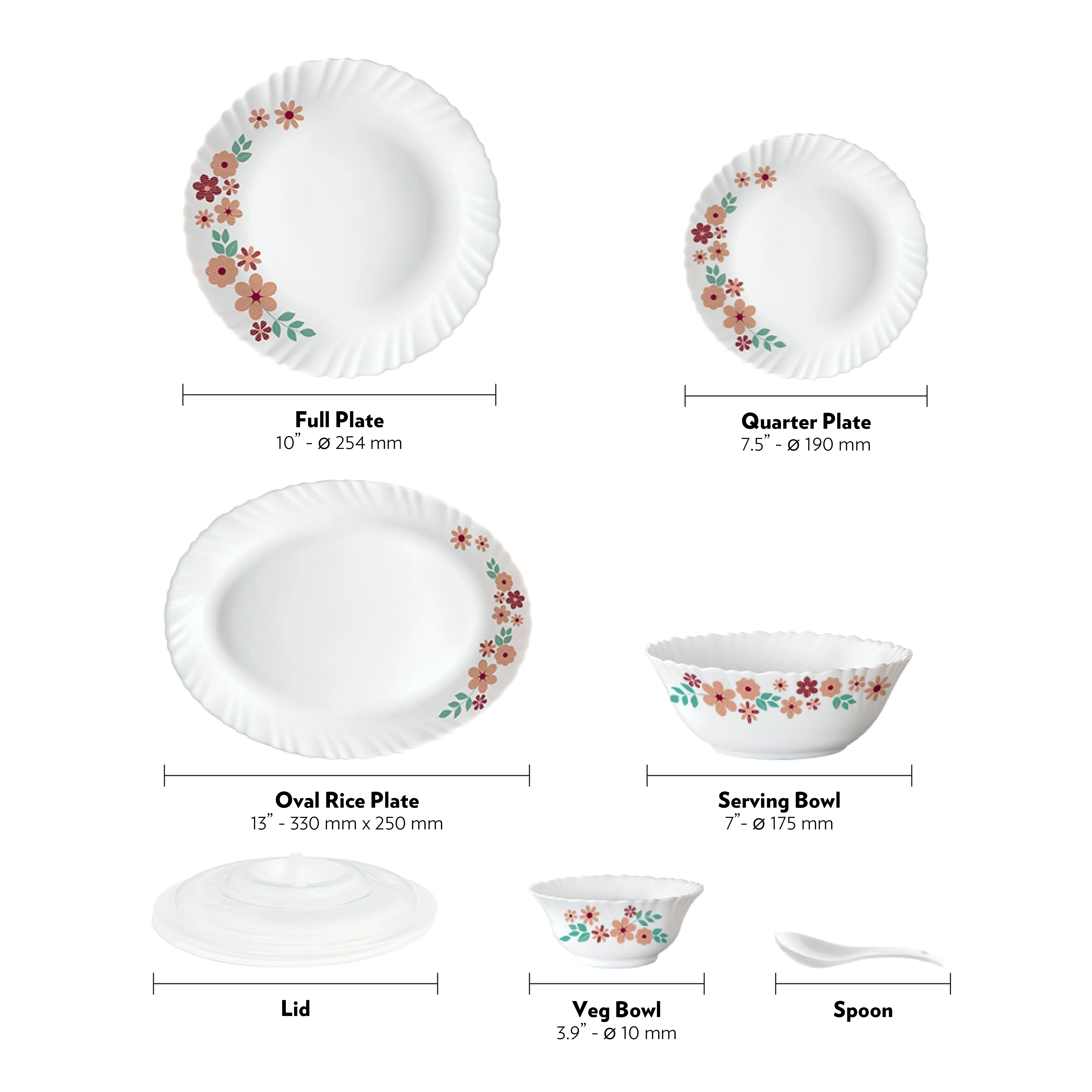 Larah by Borosil Ayana 47 pc Dinner Set