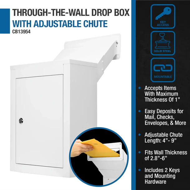 Barska CB13954 Through-The-Wall Drop Box with Adjustable Chute