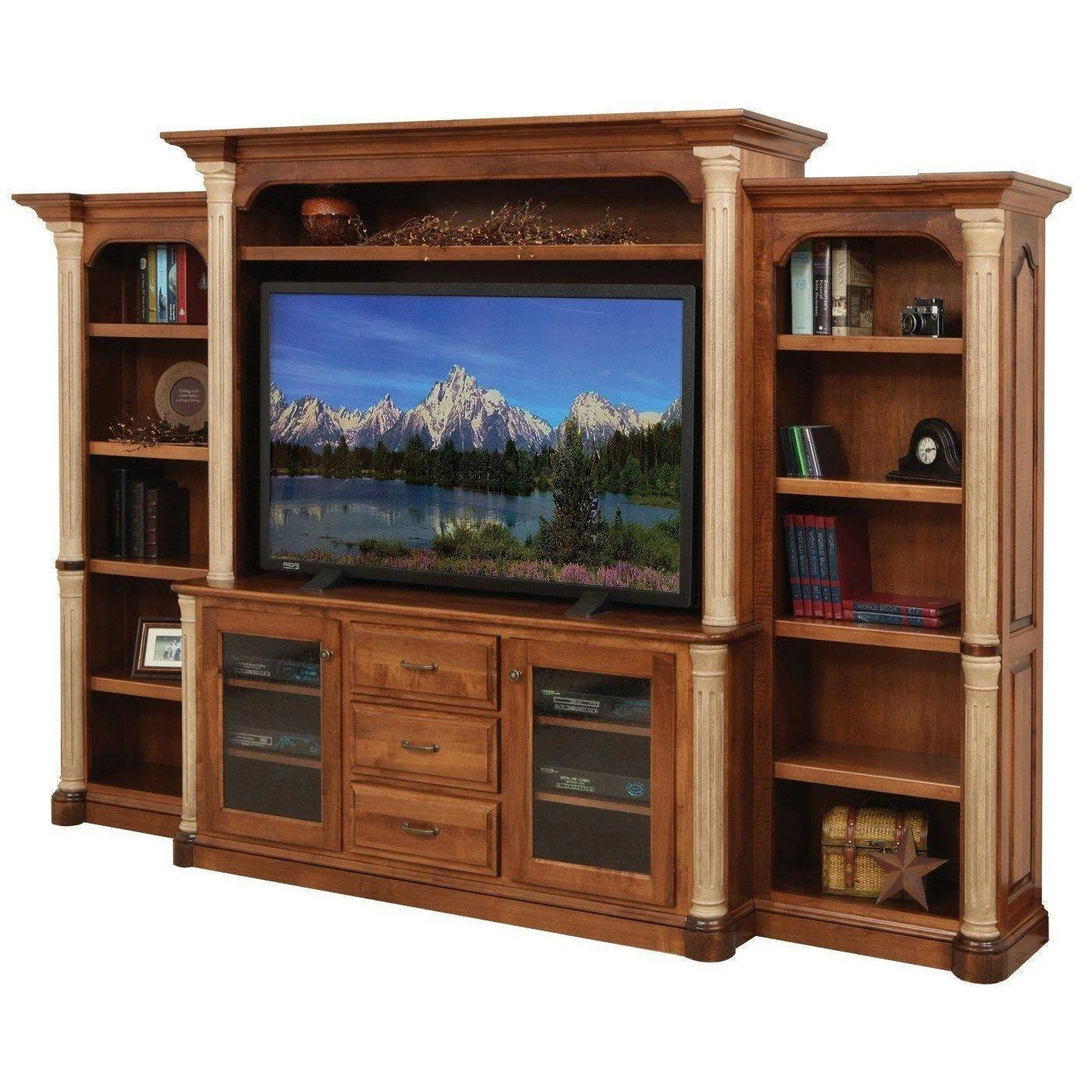 Amish Jefferson Media Center with Bookcases