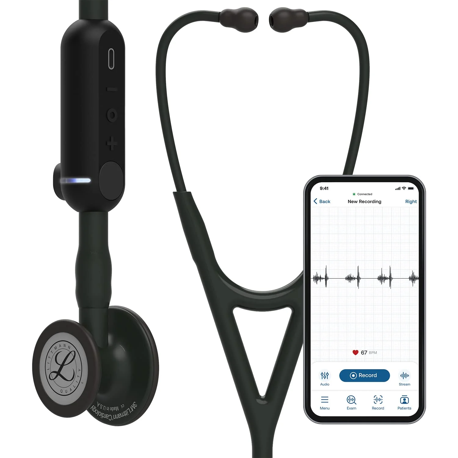 Digital Stethoscope, Advanced Up To 40x Amplification, Active Noise Cancellation, In-App Sound Wave Visualization