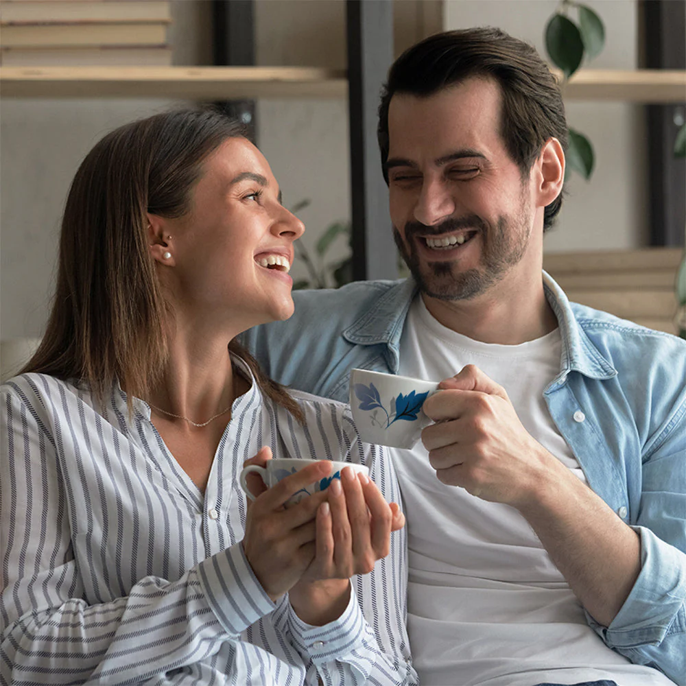 Larah by Borosil Ageria Cup n Saucer Set, 140ml x 8