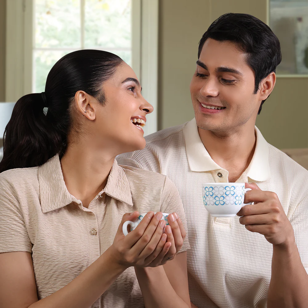 Larah By Borosil Sundrop Blue Cup Set