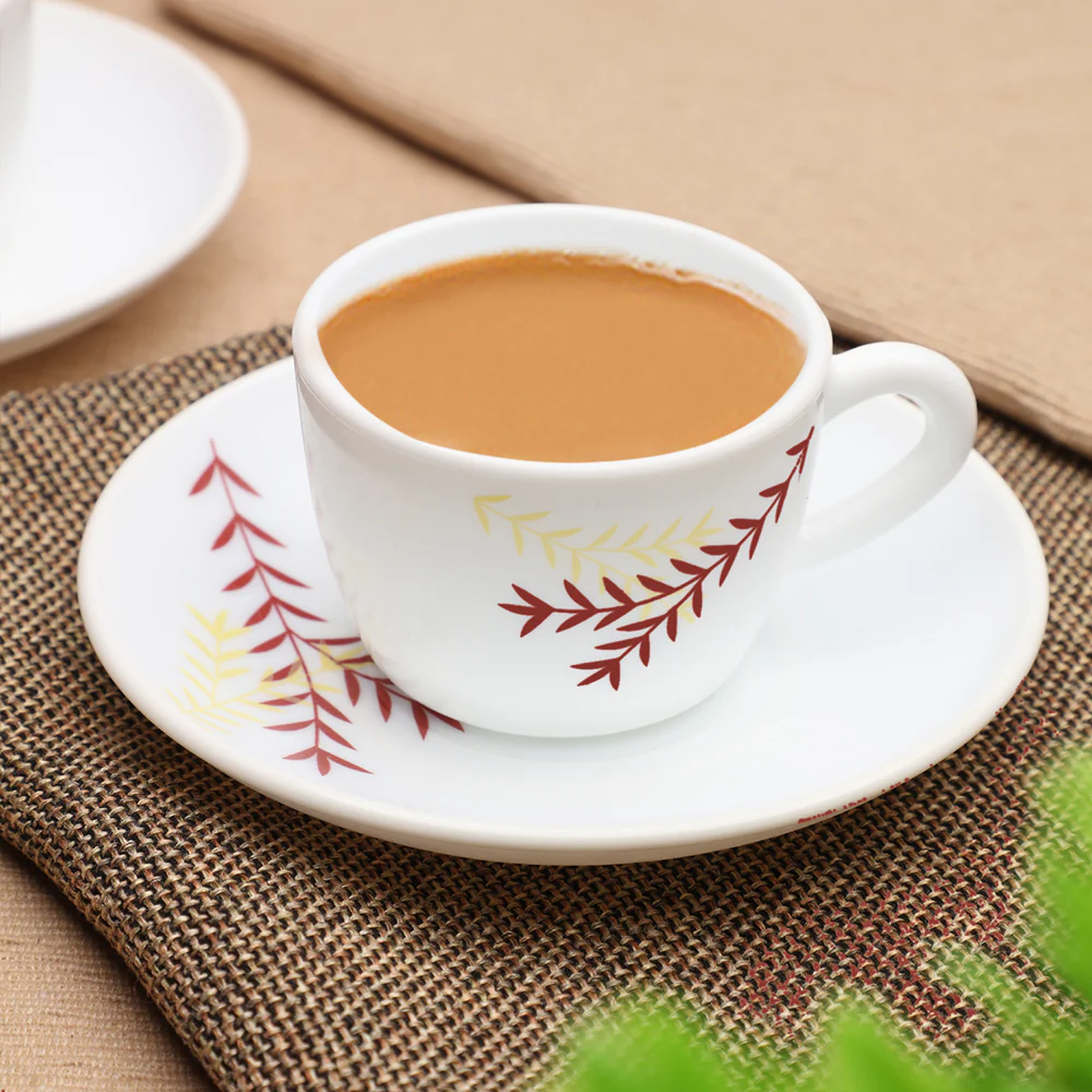 Larah by Borosil Oak Cup n Saucer Set, 140ml x 8