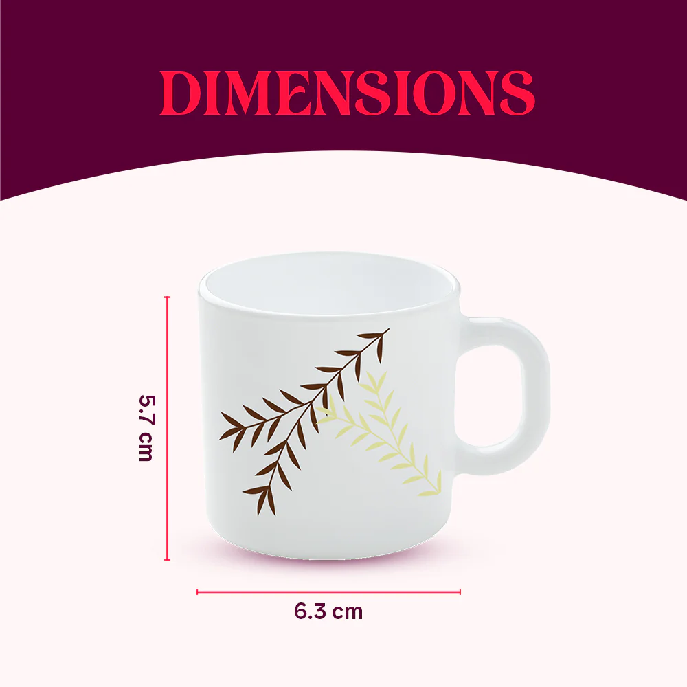 Larah by Borosil Oak Mug Set, 100ml x 6