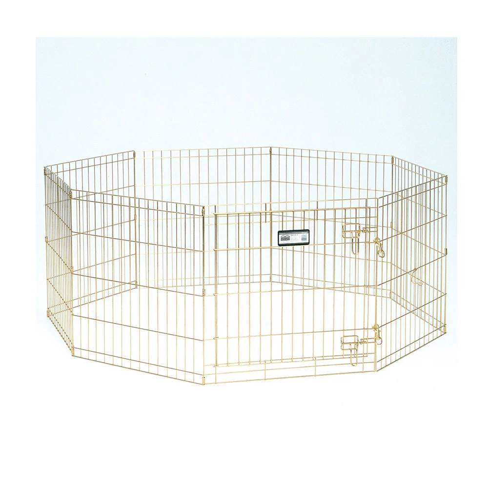 Mid West® Gold Zinc Exercise Pen with Door for Dog 30 Inch