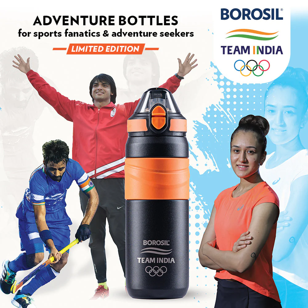 Borosil Adventure Bottle, Black, 560ml