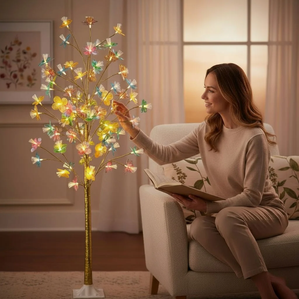 1.2m LED Tree with Flowers Multicoloured