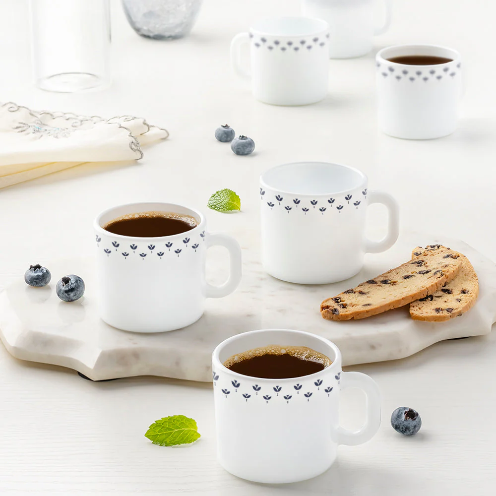 Larah by Borosil Fabula Mug Set, 100ml x 6