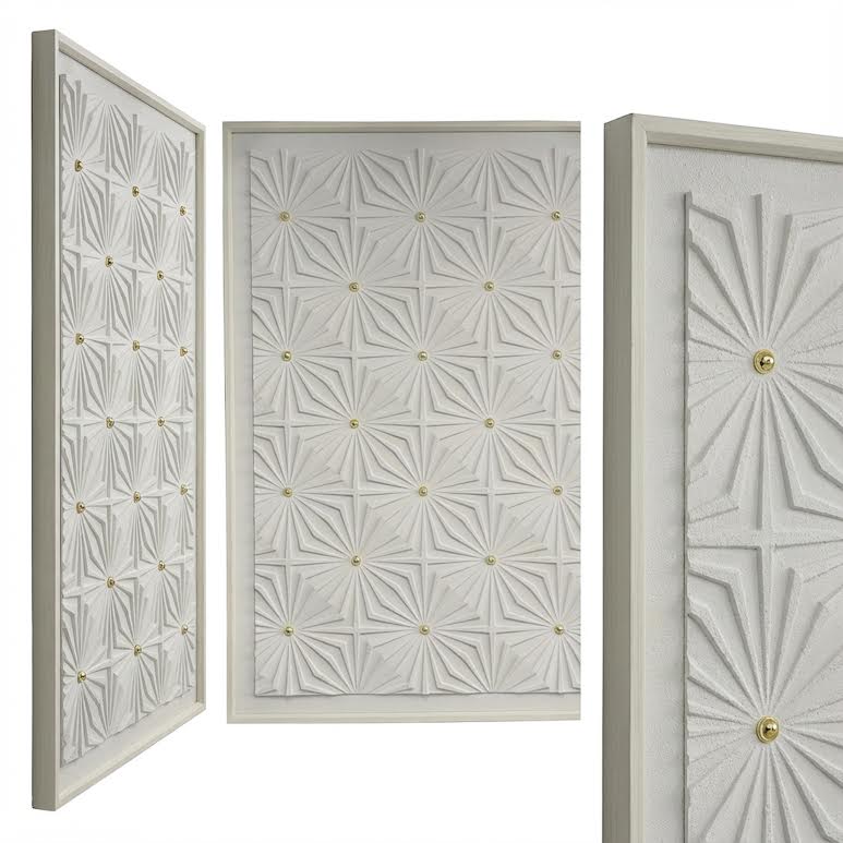 80 x 120cm 3D Painting with Gold Accents White