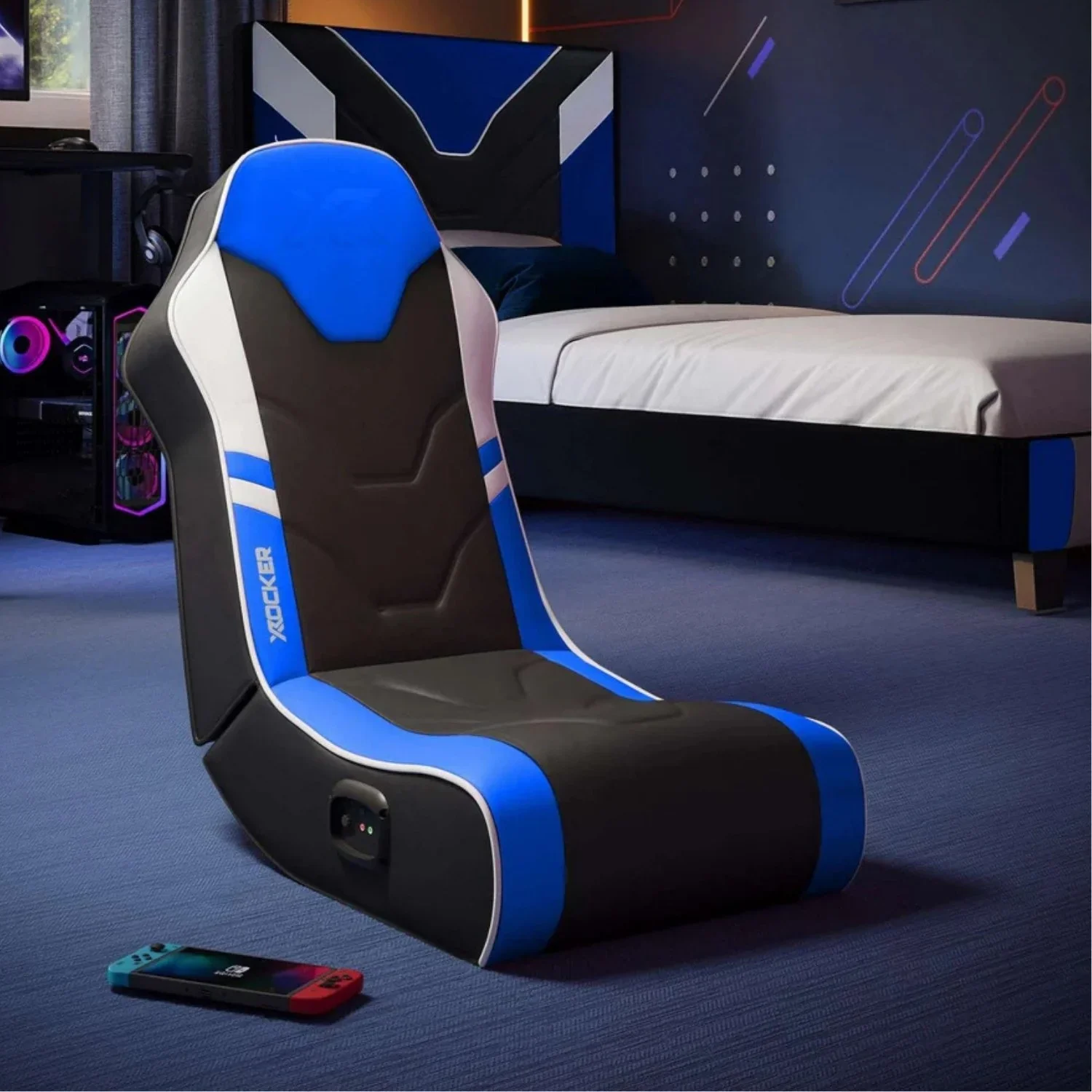 Shadow 2.0 Audio Floor Rocker Gaming Chair for Kids - Blue / Black