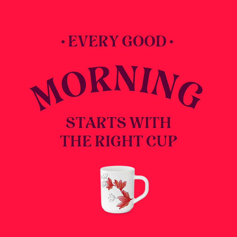 Larah by Borosil Ruby Mug Set, 240ml x 6