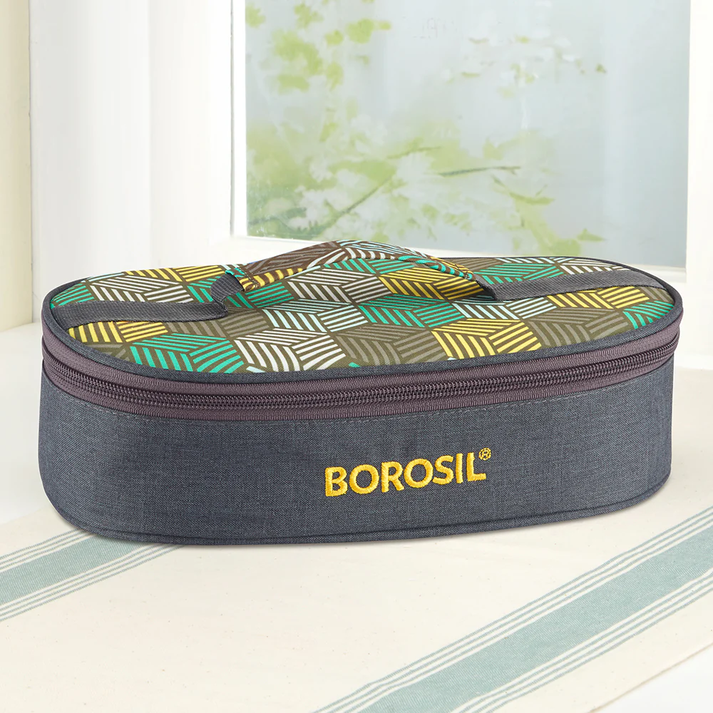 Borosil Foodluck Olive Flat Lunch Bag, Round, For Set of 2, (400ml) (Only Bag)