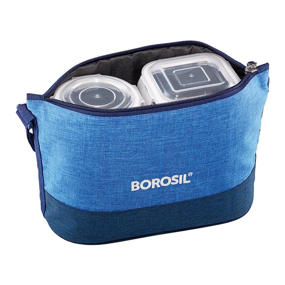 Borosil Prime Daisy Glass Lunchbox, 320ml x 2 (+) 240ml x 2