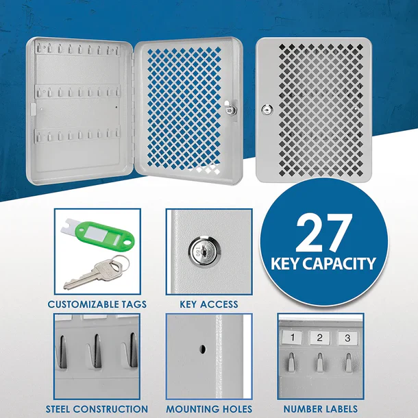 Barska CB13756 27 Capacity Fixed Position Mesh Front Key Cabinet with Key Lock