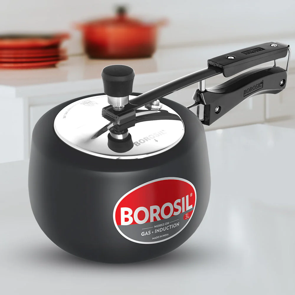 Borosil Pronto Hard Anodised Pressure Cooker, 3L