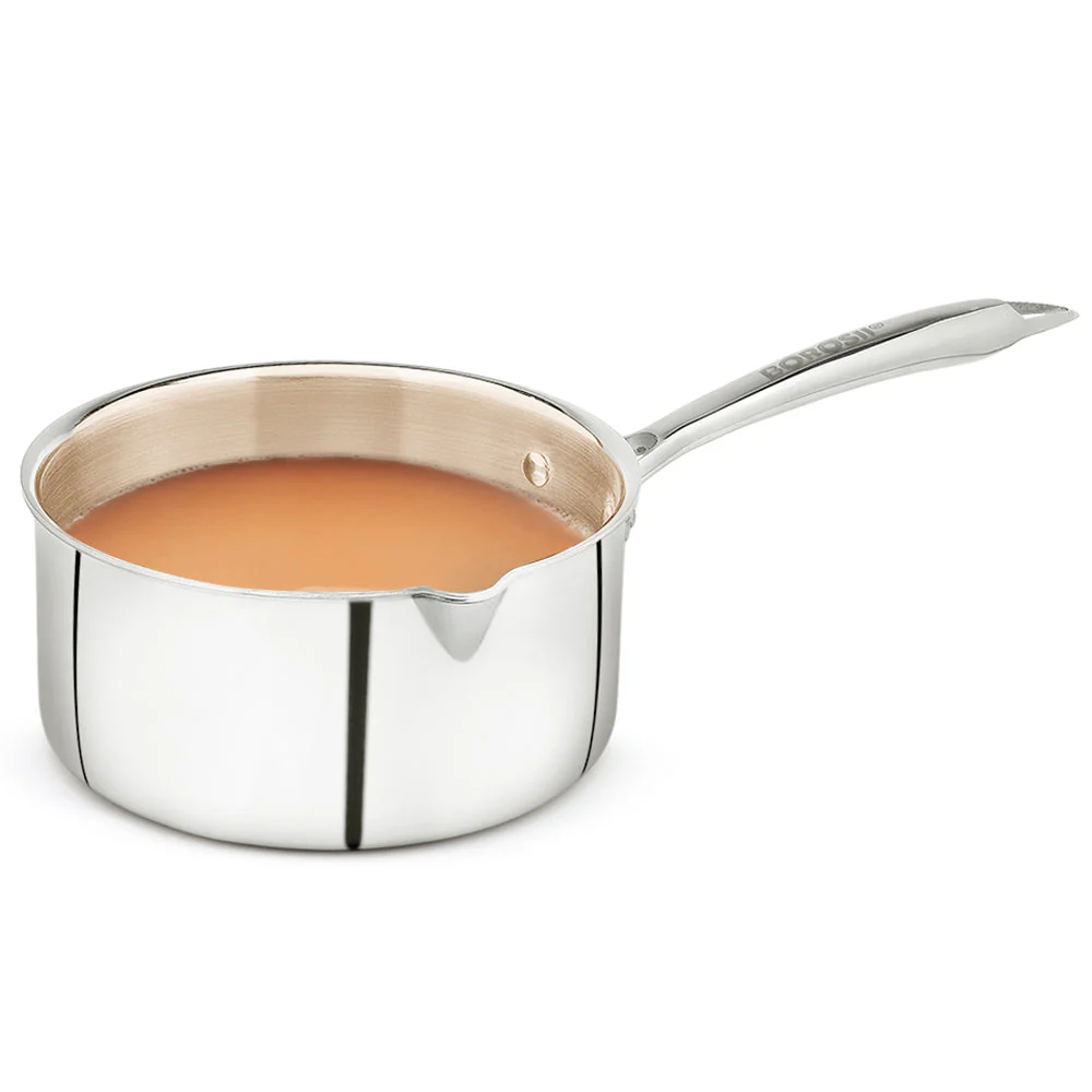 Borosil Cookfresh Triply Saucepan w Spout (Steel Handle), 1.7L/16cm