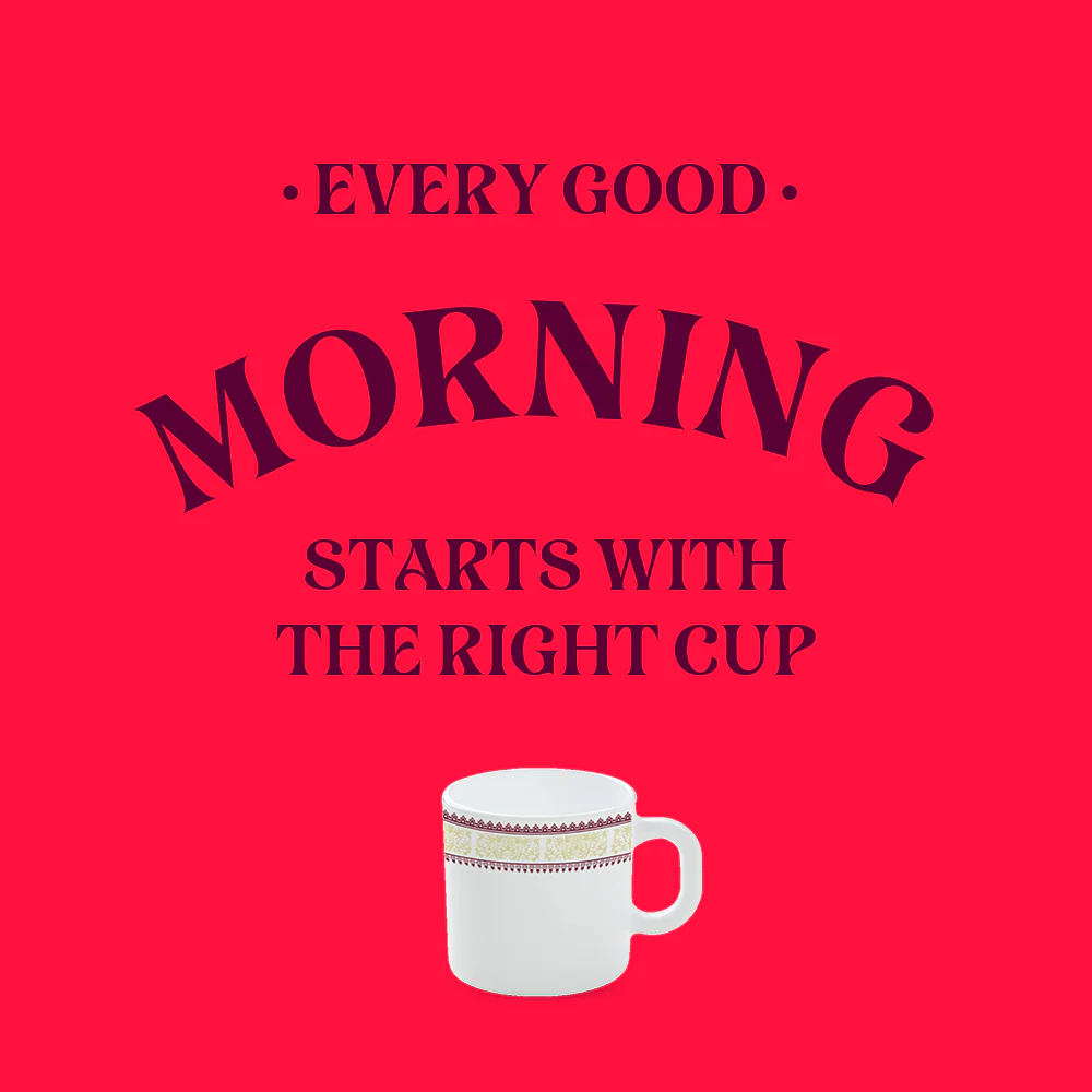 Larah by Borosil Elega Mug Set, 180ml x 6