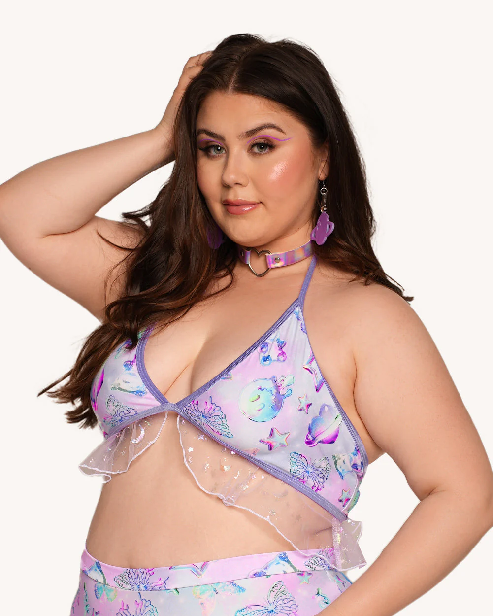 Rolita Couture x iHR Cosmic Chrome Ruffle Top