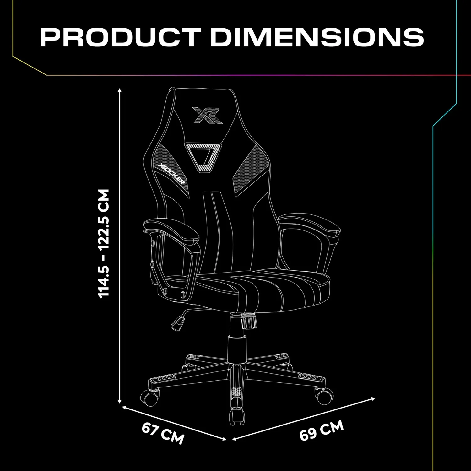Tempest RGB Ergonomic PC Gaming Chair with LED Lights - Black
