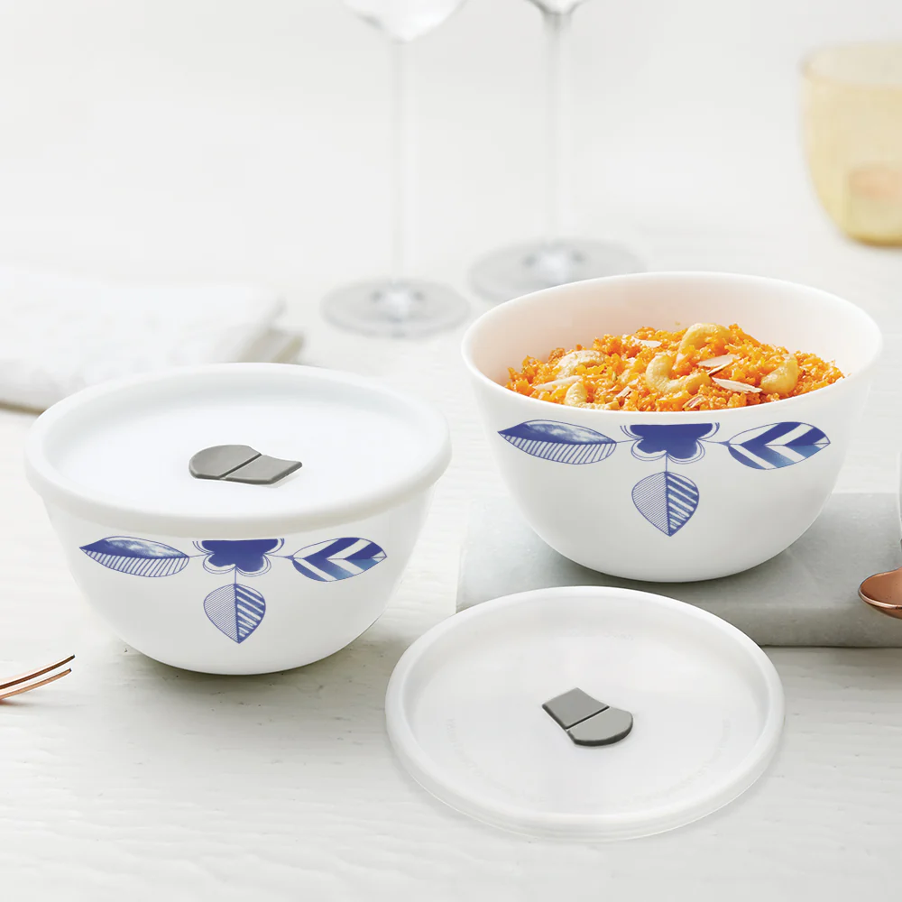 Larah by Borosil Morning Glory 4 pc Mixing Bowl, 500 ml x 2