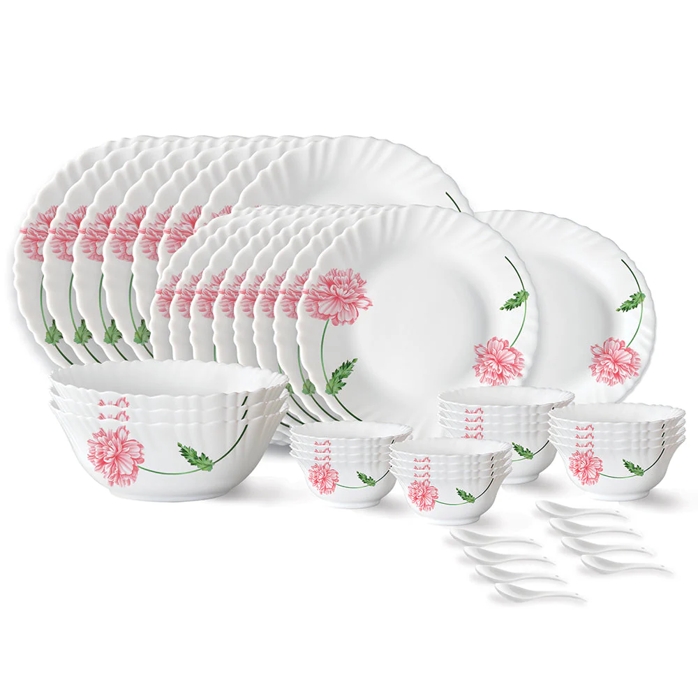 Larah by Borosil Red Mist Dinner Set, 33 pc