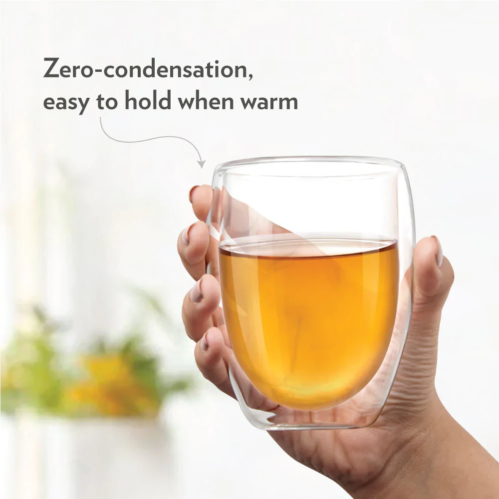 Borosil Milano Double Wall Glass Tumbler, Set of 2, 400ml