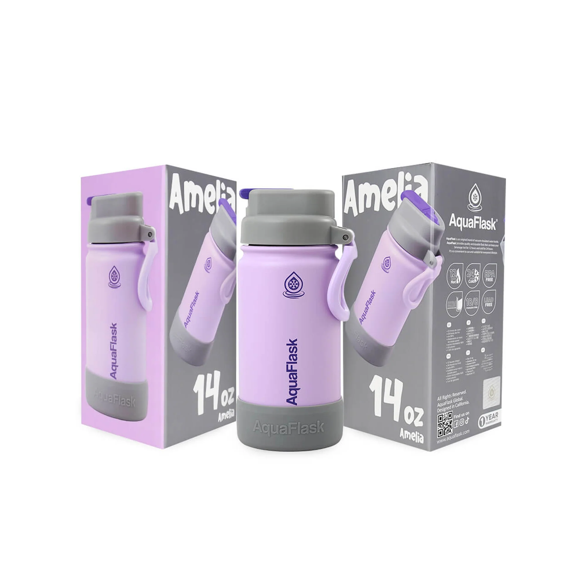 Aquaflask Kids Flipsip 415ml Flask Amelia