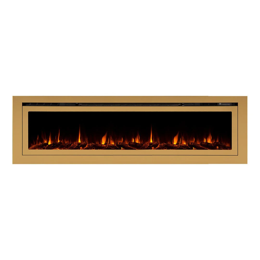 The Sideline Deluxe Gold 72 Inch Recessed Smart Electric Fireplace 86278