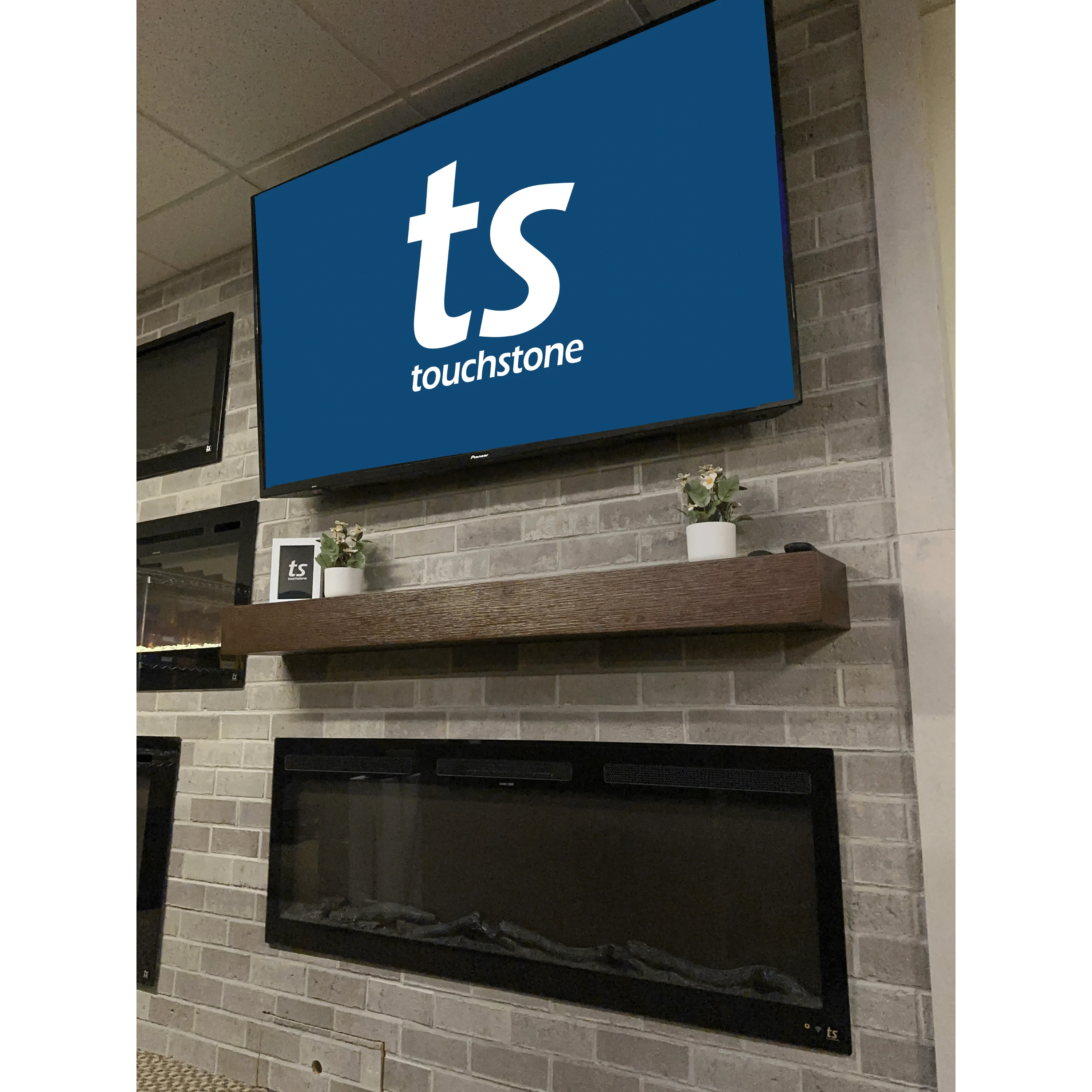 Encase Floating Unfinished Electric Fireplace Wood Mantel