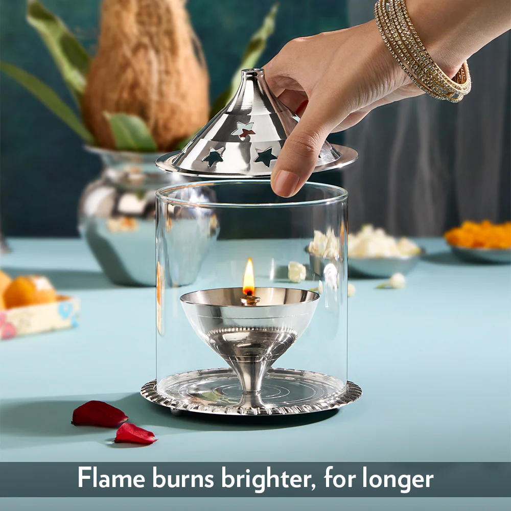 Borosil Akhand Diya, Nickel, Large