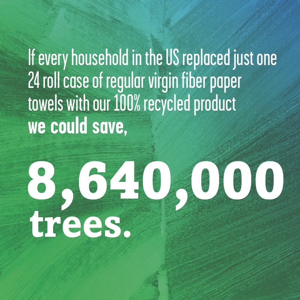 Unbleached Paper Towels, 100% Recycled Paper, 6 Count, Pack of 4