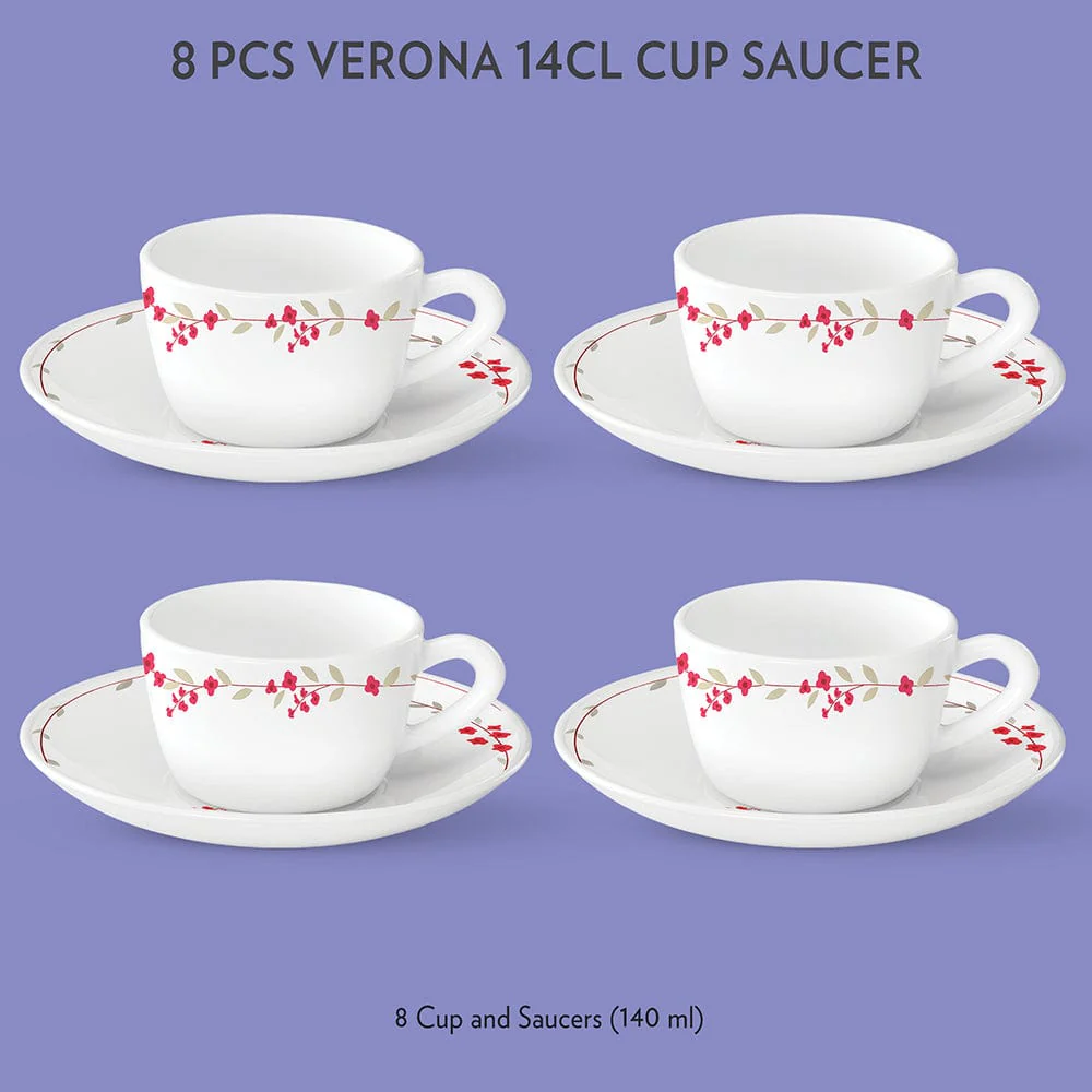 Larah by Borosil Verona Cup n Saucer Set, 140ml x 12