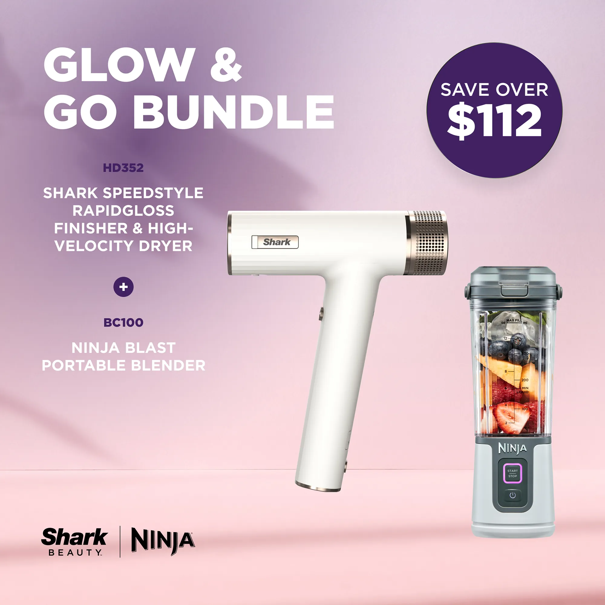 Ninja Blast Portable Blender + Shark SpeedStyle RapidGloss Finisher & High-Velocity Dryer