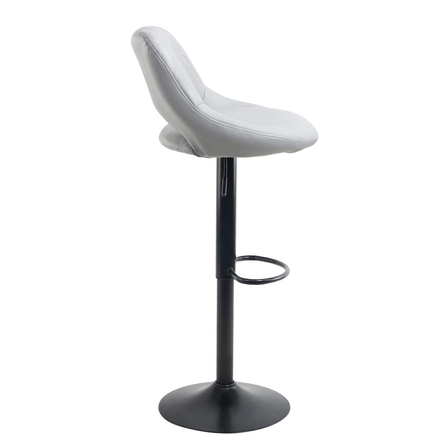 Neo Bar Stool Grey Faux Leather Black Steel Base Set of Two