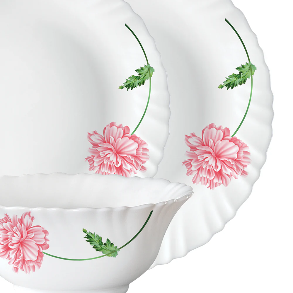 Larah by Borosil Red Mist Dinner Set, 19 pc