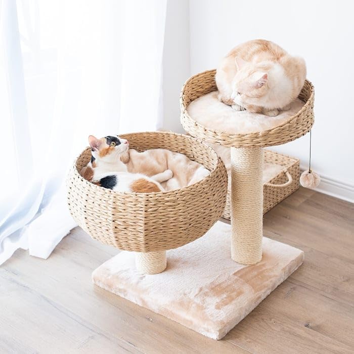 Eco-Friendly Handwoven Cat Tree with Sisal Scratching Post, 23