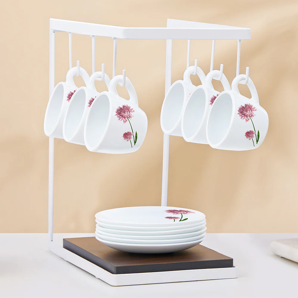 Larah by Borosil Nargis Cup n Saucer Set, 90ml x 12