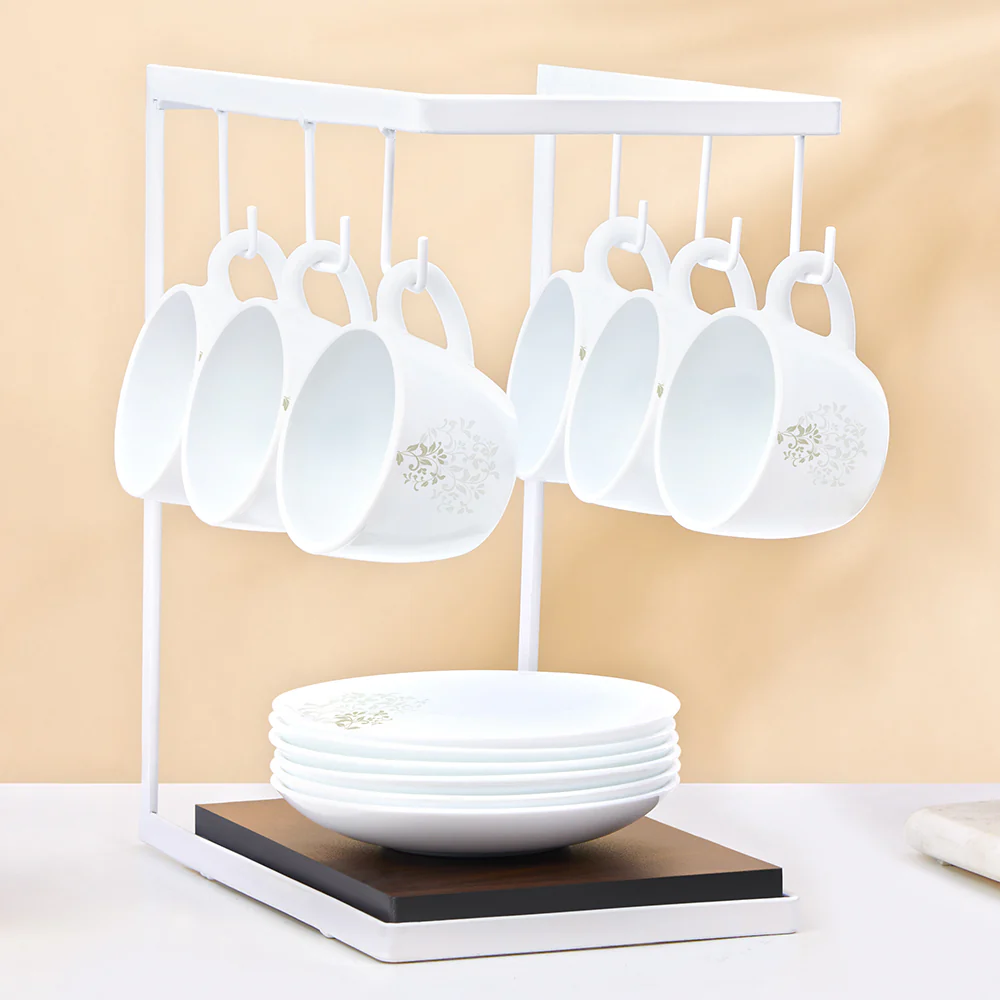 Larah by Borosil Ingot Cup n Saucer Set, 140ml x 12