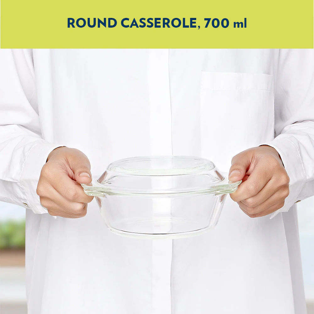 Borosil Round Casserole w Lid, 700ml