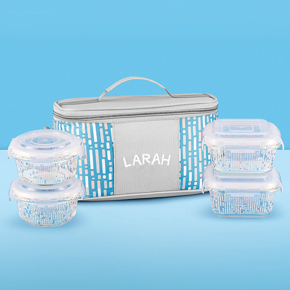 Larah Vogue Universal Glass Lunchbox, Set of 4