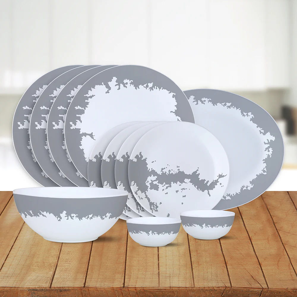 Larah by Borosil Silver Luna Dinner Set, 21 pc