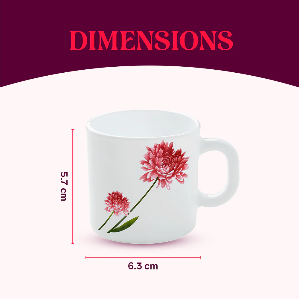 Larah by Borosil Belle Mug Set, 100ml x 6