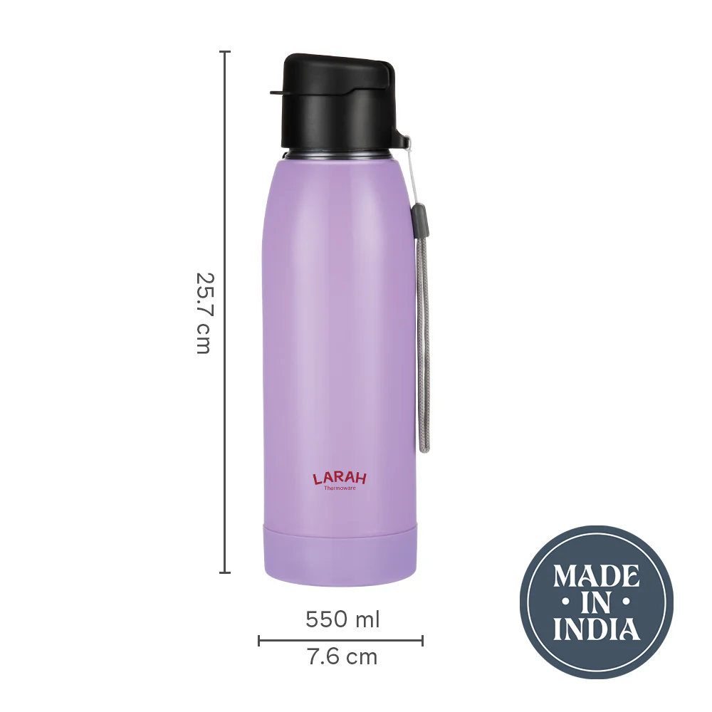 Larah Airo Round PU Thermoware Bottle, 550 ml, Lavender