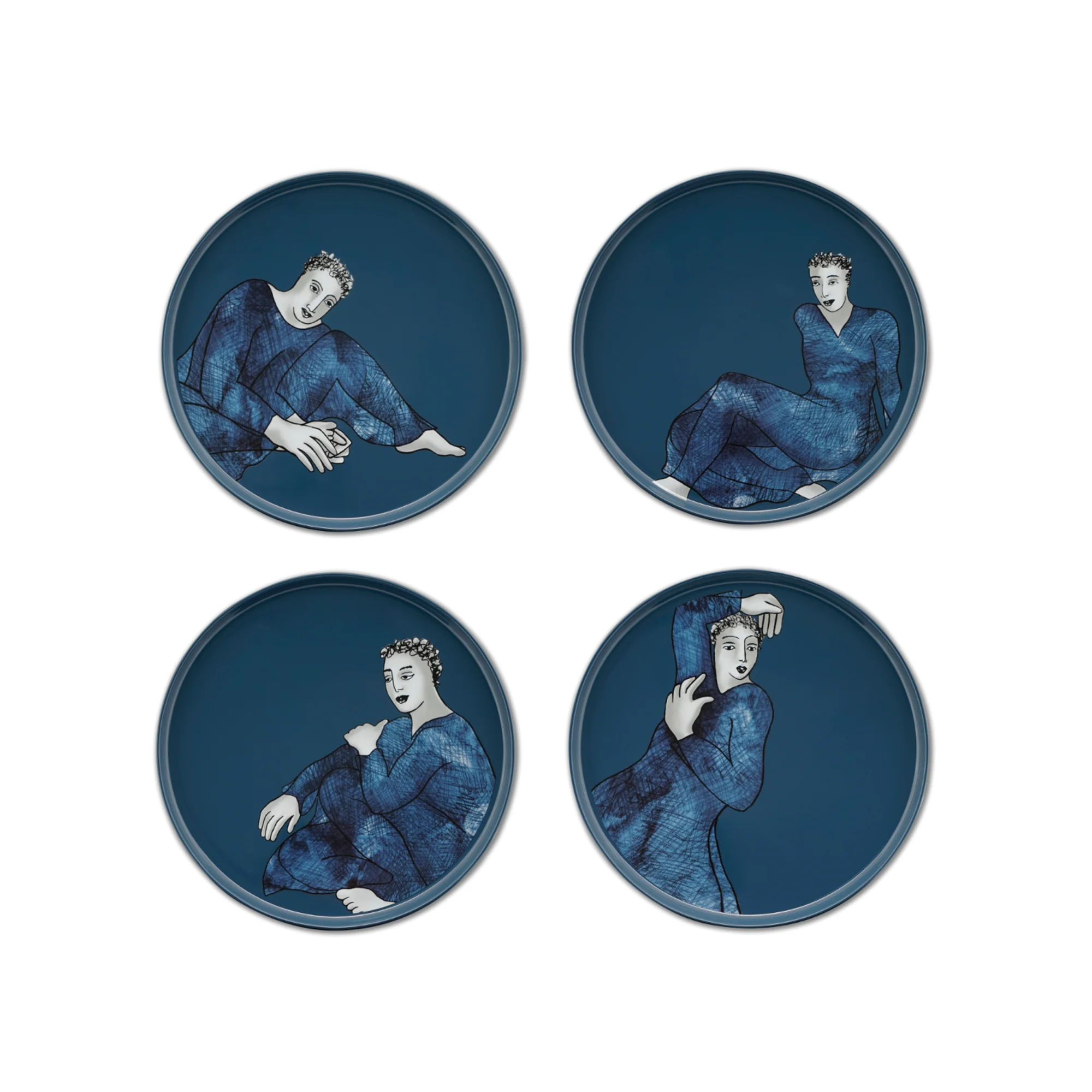 Carrol Boyes 4 Piece Indigo Blues Dinner Plate Set Blue