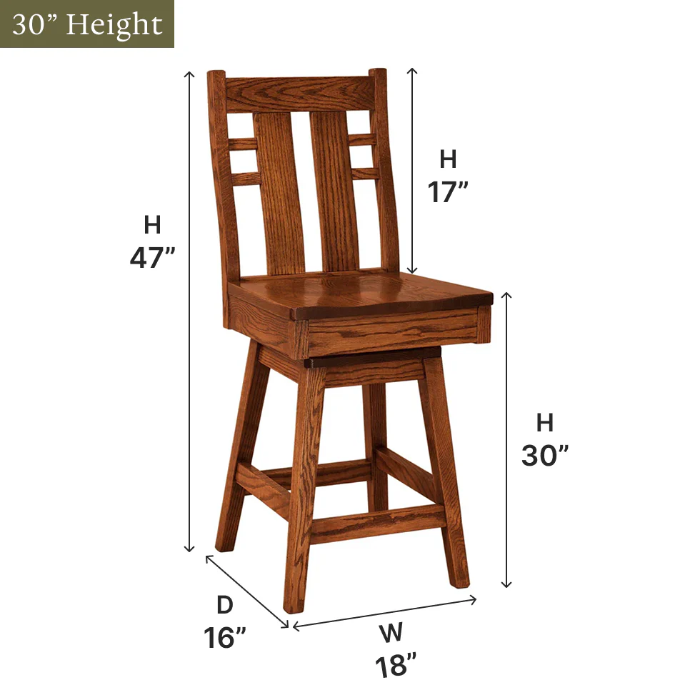 Amish Cascade Swivel Bar Chair