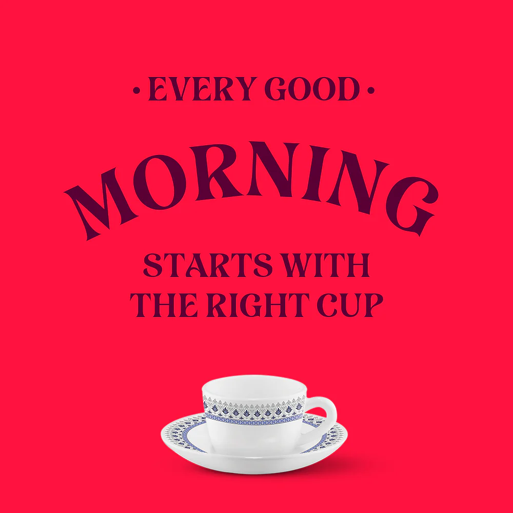 Larah by Borosil Ocean Cup n Saucers Set, 140ml x 12