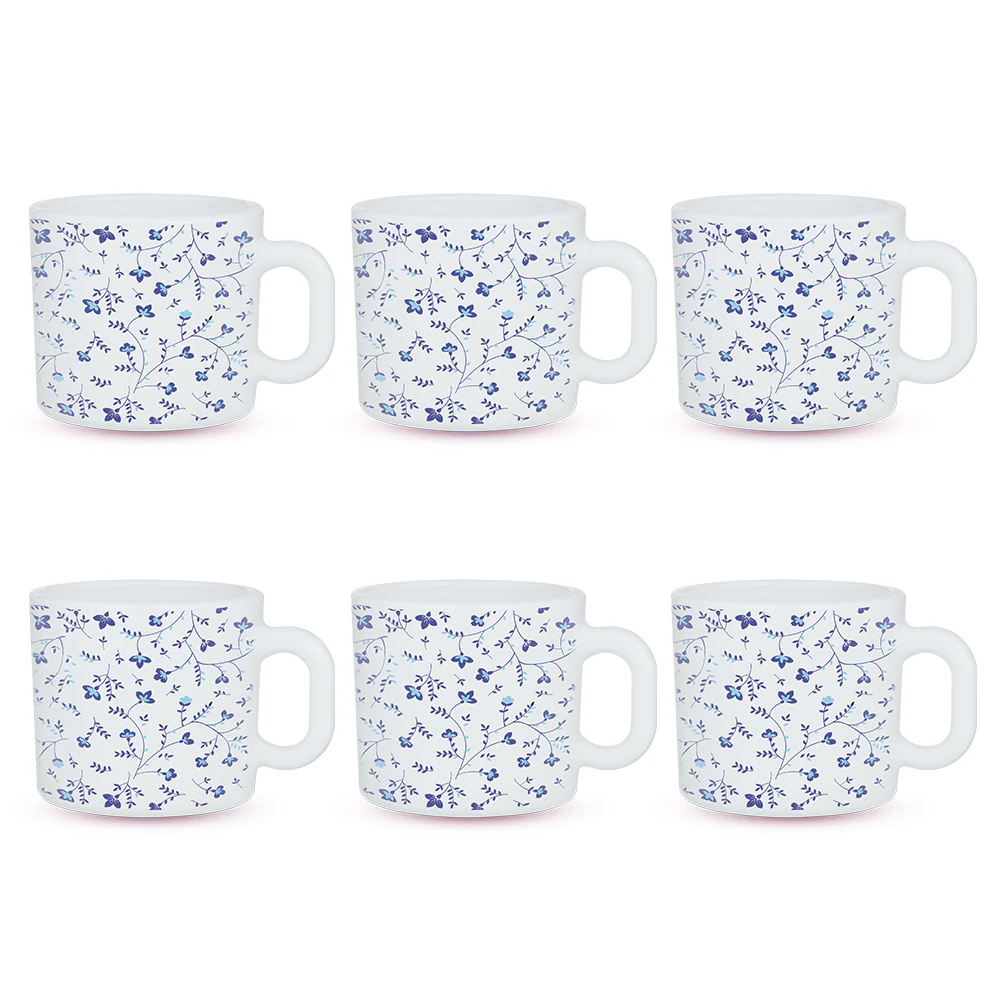 Larah by Borosil Blue Spring Mug Set, 100ml x 6