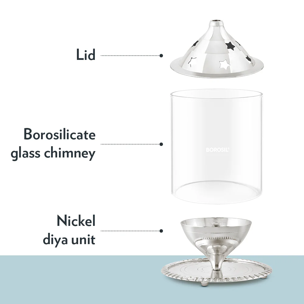 Borosil Akhand Diya, Nickel, Medium